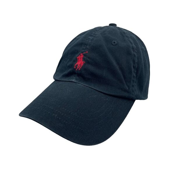 Polo Ralph Lauren Hat Cap Strapback Black Red Pony Logo Back - Picture 4 of 6